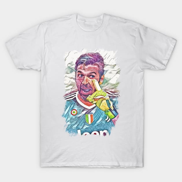 Buffon "NOT TODAY" Italian Legend - Abstract Portrait T-Shirt by Naumovski